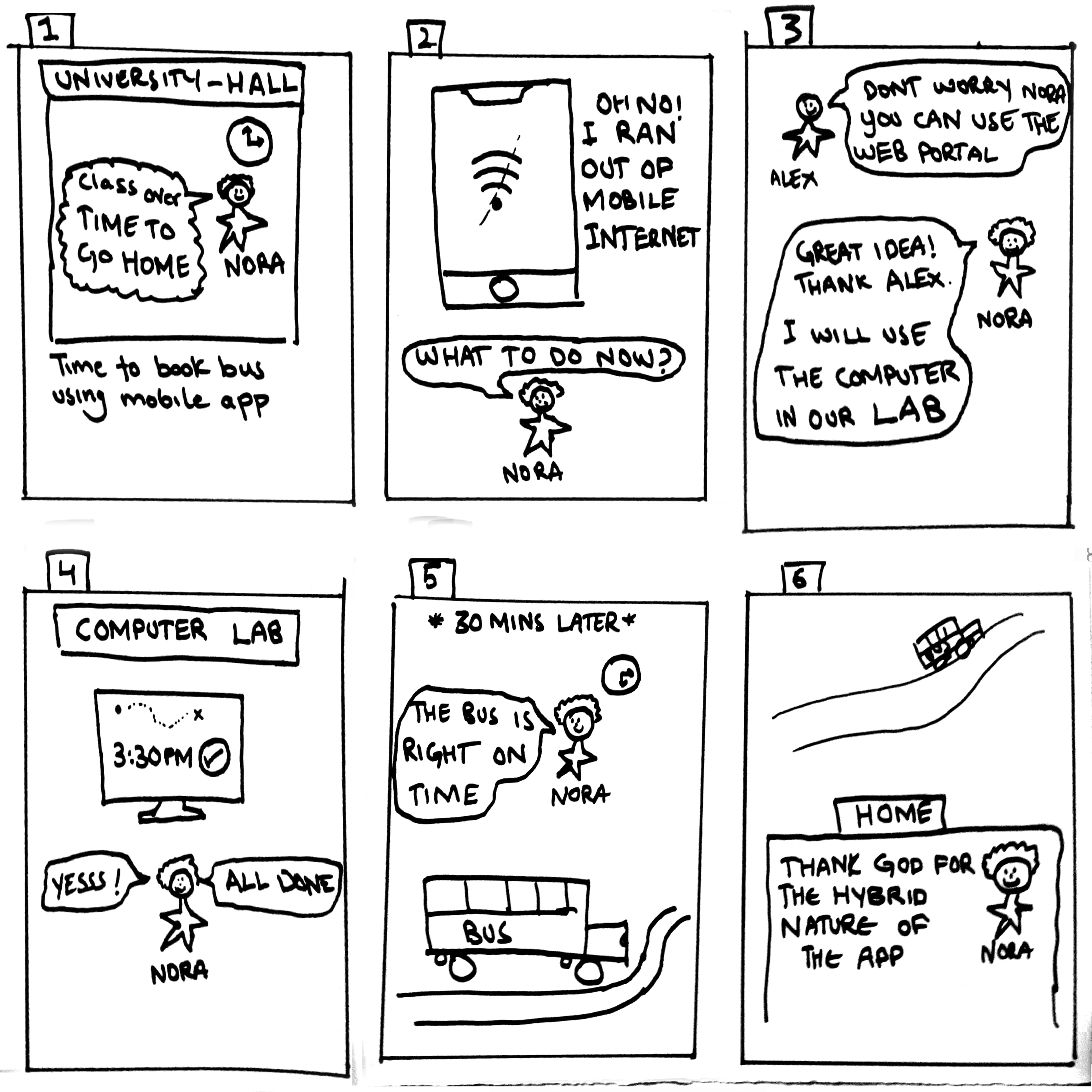 Storyboard 1: Student uses web-portal instead to book his bus from university computer lab